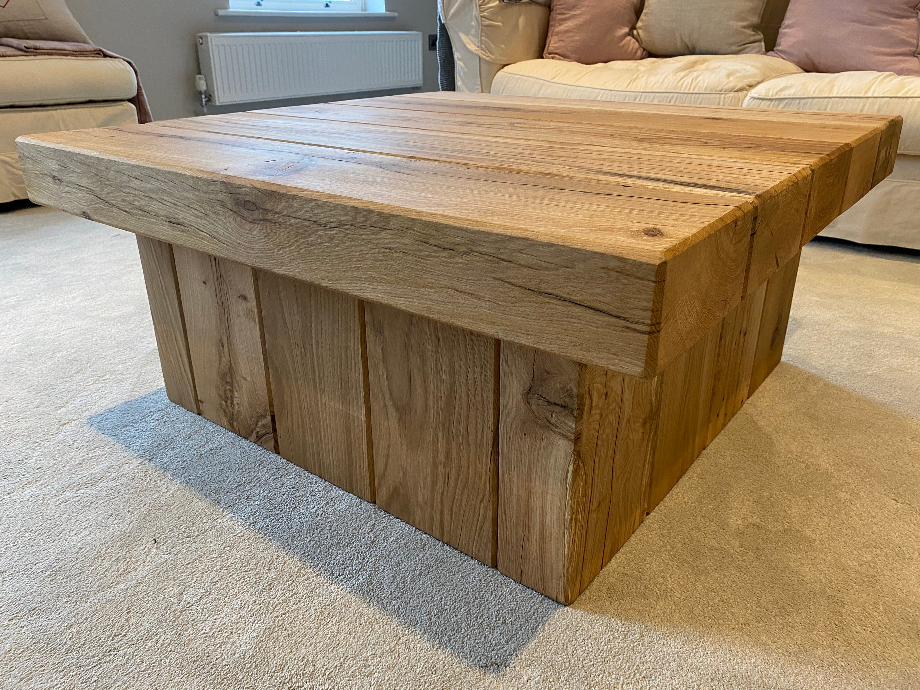 Hand-crafted Square Oak Sleeper Coffee Table With Pedestal - Etsy UK