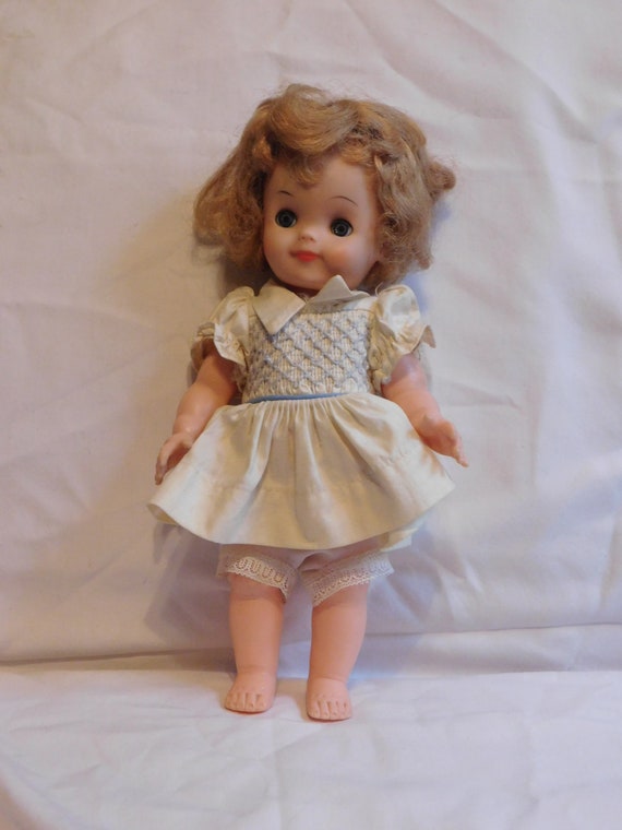 Vintage Puddins Vinyl Plastic Baby Girl Doll Sleepy Eye Yellow Etsy