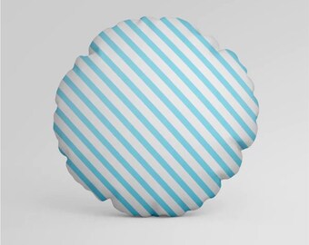 Customised Digital printing Blue Stripe  Round Square  cushion cover with Cushion Inner Insert Pad