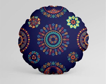Customised Digital printing Blue Traditional  Round Square  cushion cover with Cushion Inner Insert Pad