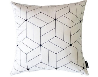 Customised Digital printing White Geomatric Rectangular  Round Square  cushion cover with Cushion Inner Insert Pad