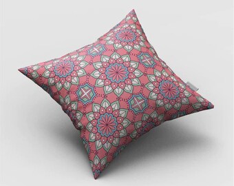 Customised Digital printing Pink Flower cushion cover with Cushion Inner Insert Pad