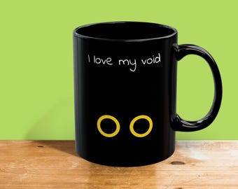 Black Cat Mug with Black Cat Cute Black Cat Birthday Gifts for Black Cat Mom Void Cat Black Cat Gifts Funny Black Cat Mug Yellow Eyes