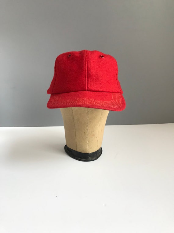 red wool baseball cap