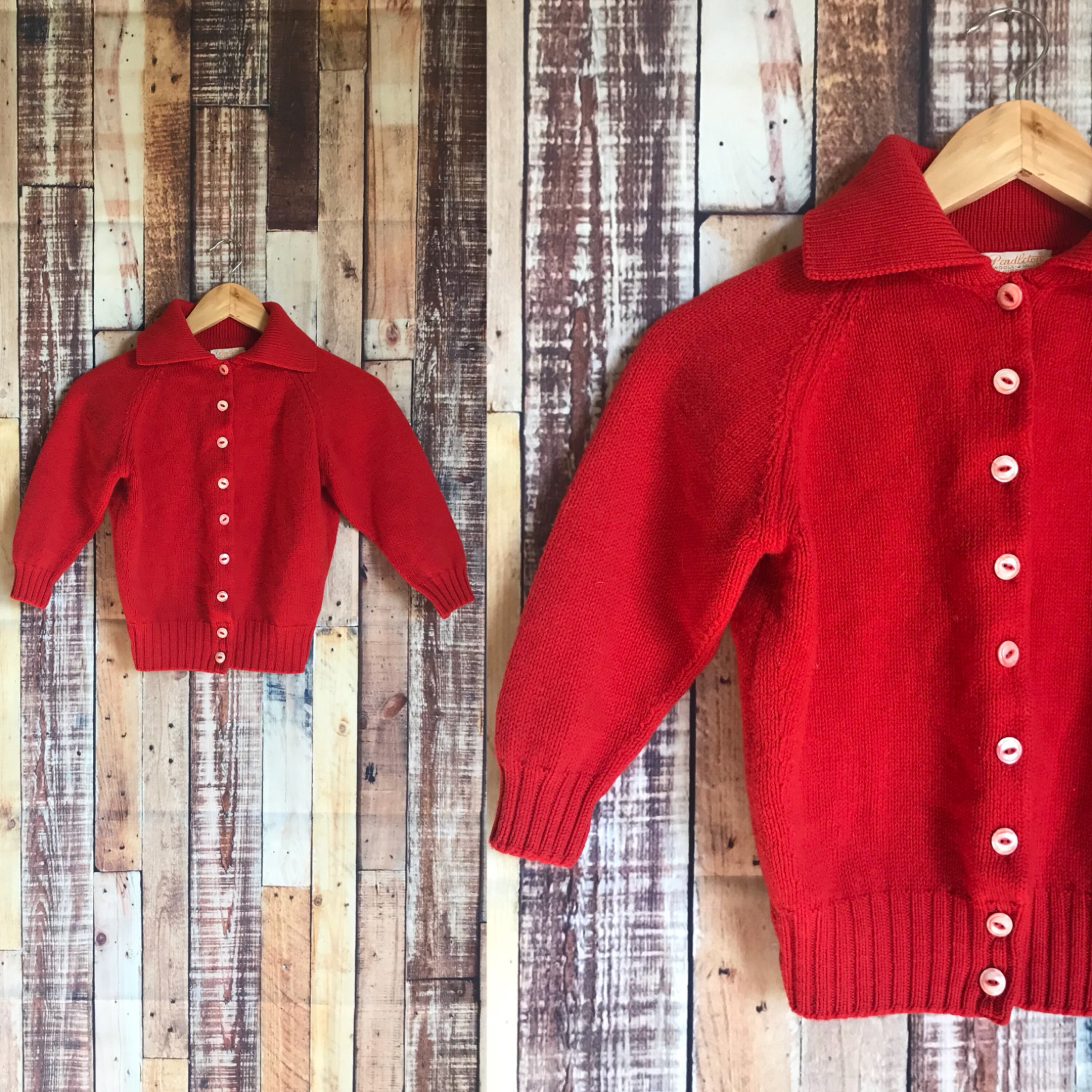 red button down sweater