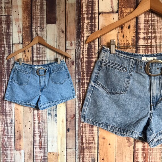 denim belted shorts