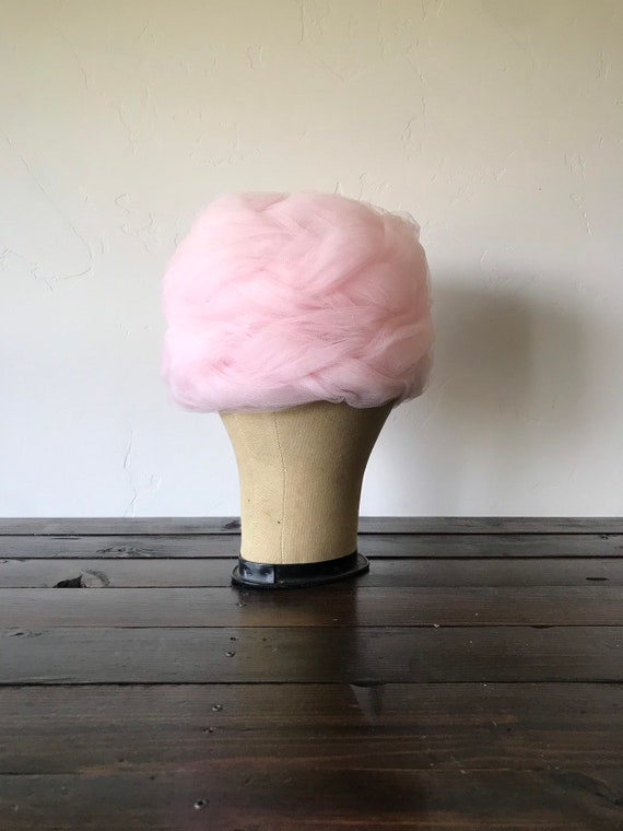 50's Pink Tulle Hat, Vintage Sonni of California P