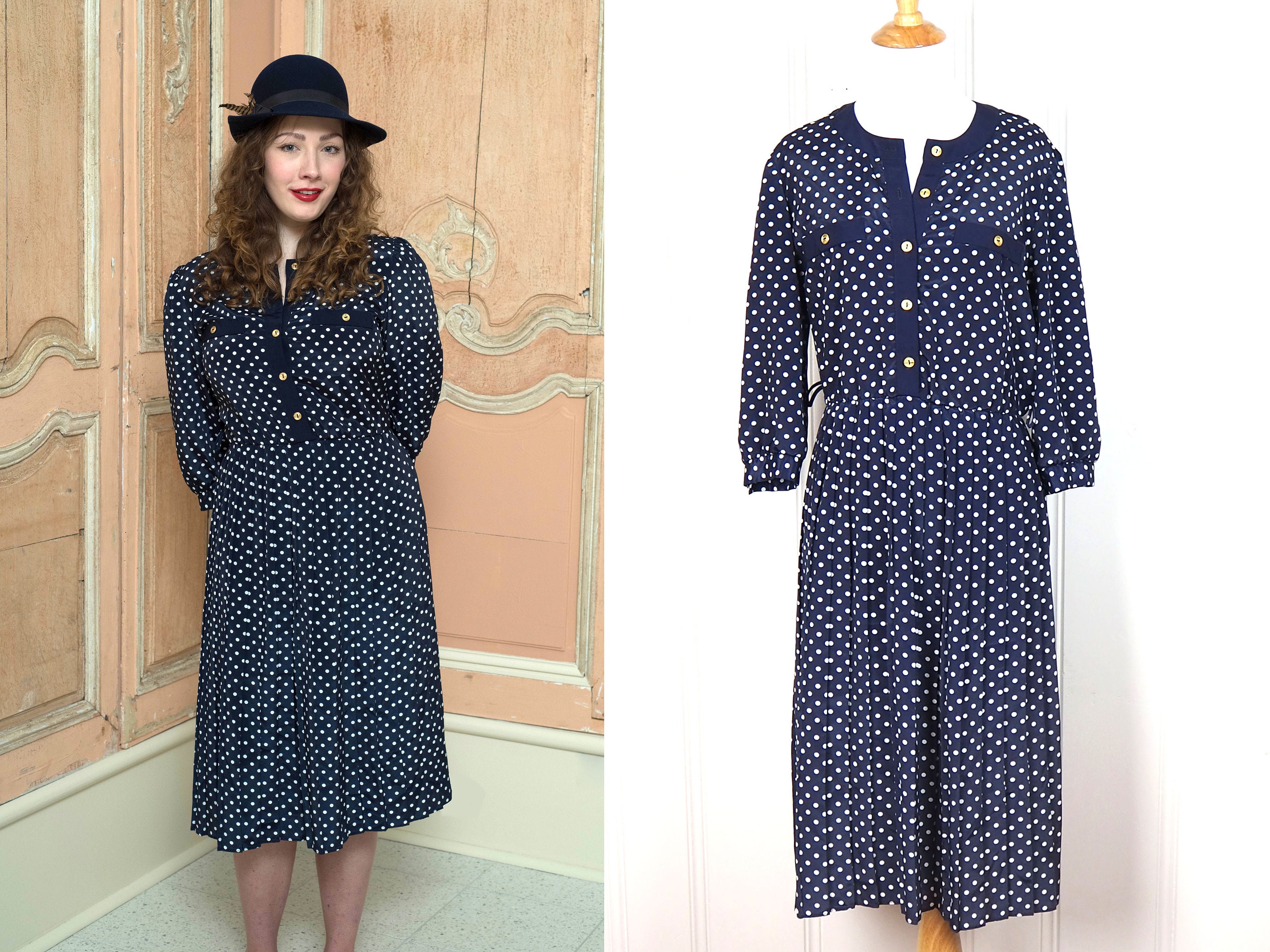 lucille ball blue polka dot dress