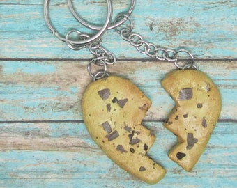 Best friend keychain - friendship keychain - couples keychain - bff keychain - sister keychain - cookie jewelry  - best friend gift
