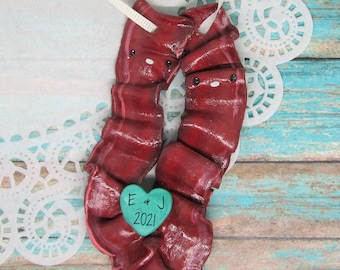 Couples bacon ornament - Personalized ornament - Bacon ornament - Christmas gift - best friend gift - Personalized gift - Bacon lovers gift