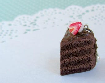 Chocolate cake charm - polymer clay charms - clay charm - polymer clay jewelry - stitch markers - dessert jewelry - clay cake charm