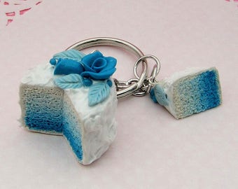 Cake keychain - Ombre cake - cake - polymer clay charm - clay charm - polymer clay - cake keychain - dessert jewelry - cake slice charm