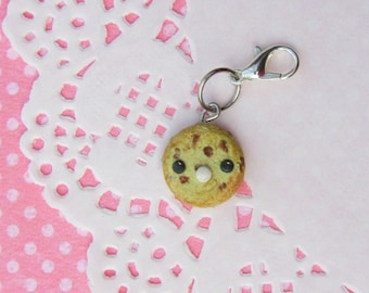 Chocolate chip cookie charm - polymer clay charms - clay charm - polymer clay jewelry - stitch markers - dessert jewelry - clay cookie charm