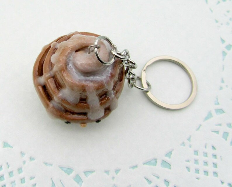 Cinnamon Roll Charm Keychain Big Charm Polymer Clay Charm Etsy
