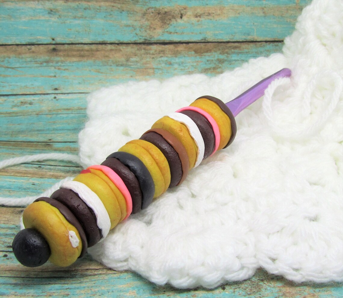 Donut crochet hook Doughnuts polymer clay crochet hook Etsy