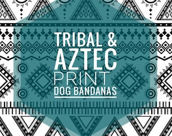 Aztec Dog Bandana/ Tribal Dog Bandana/ Over the Collar Bandana