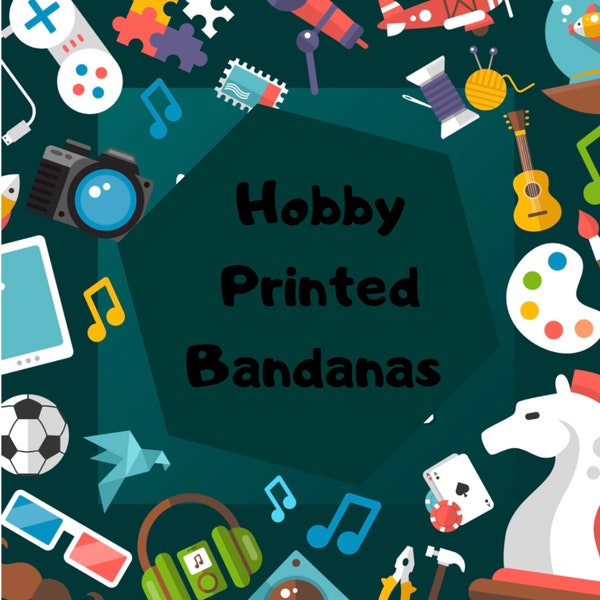 Over The Collar Dog Bandana/ Hobby printed pet bandana/ Camping theme dog bandanas/ Beer bandana/ Videogame bandana/ fishing bandana