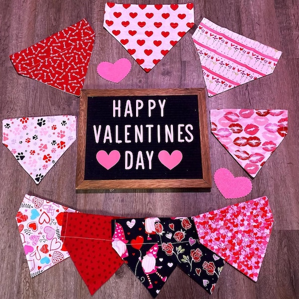 Dog Bandana/ Valentines dog Bandana/ Heart dog Bandana/ Vday dog bandana/ Happy Valentines Day Dog Bandana