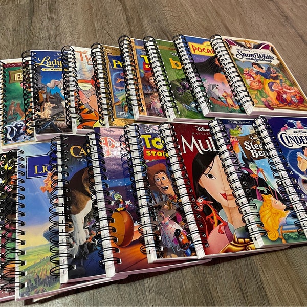 VHS journals/ Notebooks,Storybook journal, Recycled VHS, journal ,Disney