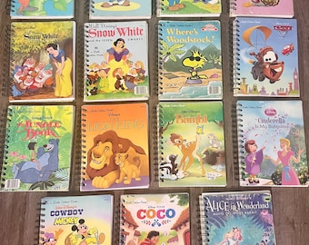 Golden Book Notebooks,Storybook journal, Recycled book, Junk journal ,Disney