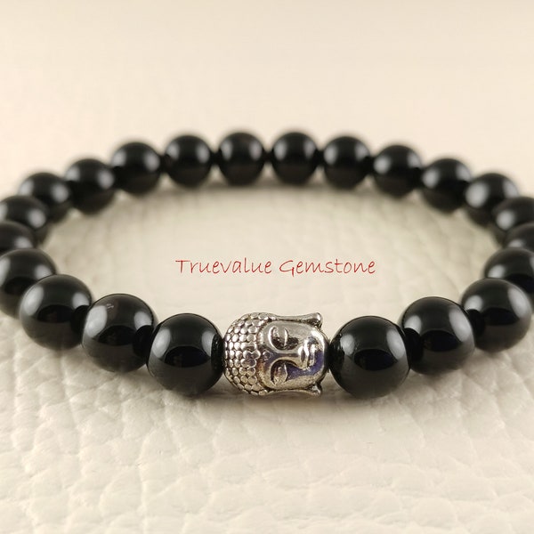 Black Tourmaline Bracelet, Buddha Bracelet, Healing for Men & Women, Flexibility, Happiness, Objectivity, Grace, Gift for Men And Women 3510