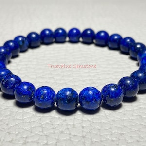 Dark Blue Agate Bracelet: 8mm Crystal Healing Beads