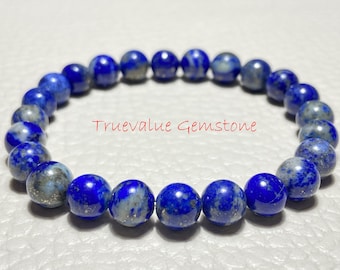 Lapis Lazuli Bracelet: 8mm Beaded Bracelet, Protection Crystal Healing Jewelry, Handmade Stretch Bracelet