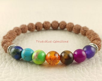 Rudraksha Bracelet, 7 Chakra Bracelet, Healing for Men & Women, Compassion, Progress Easier, Purpose, 8mm Beads, Gift for Men And Women