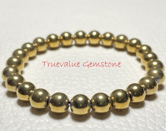 Gold Pyrite Bracelet, Beaded Bracelet, Healing for Men & Women, Willpower, Reliability, Optimism, Pyrite Beads, Gift for Men And Women 3338