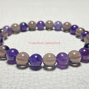 Amethyst And Smoky Quartz Bracelet - Handmade Beaded Bracelet for Healing & Balance, Gemstone Jewelry Gift