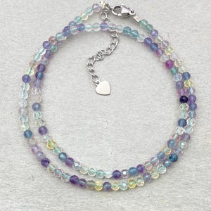 Multi Fluorite Beaded Choker: Dainty Crystal Necklace