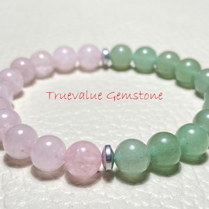 Rose Quartz And Aventurine Bracelet, Beaded Bracelet, Healing Crystal, 8mm Beads, Friendship Bracelet, Crystal Beads Bracelet