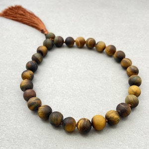 Hand knotted Matte Tigers Eye Mala Necklaces Hand knotted Matte Tigers Eye Mala Necklaces
