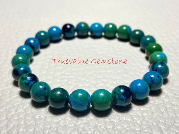 売れ筋ランキングも Bracelet, Chrysocolla Beaded Stone Natural Bracelet, Healing アクセサリー