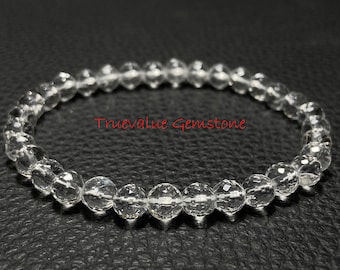 Faceted Crystal Quartz Bracelet, Natural Gemstone Beaded Bracelet for Healing & Energy, Ideal Gift for Her