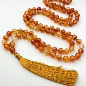 Carnelian Mala Necklace - 108 Beads for Meditation & Spiritual Growth, Handmade Prayer Beads, Healing Jewelry, Boho Style