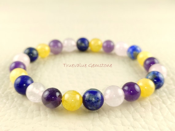 Lapis Lazuli Essential Oil Diffuser Bracelet: Citrine, Amethyst