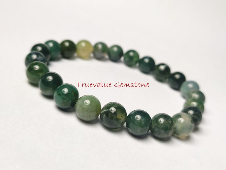 Crystal Jewelry Anxiety Bracelet Item No.3007 Diffuser Jewelry MOSS AGATE BRACELET Gemstone Bracelet Jasper Bracelet