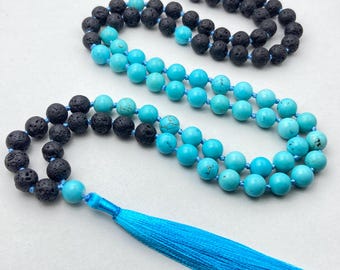 Collana Mala Buddista – 108 Perline Di Preghiera Tibetane In Pietre Naturali Multicolore – Fatte A Mano