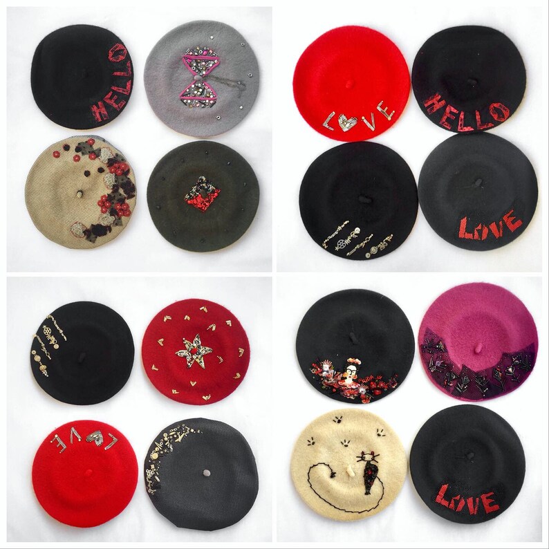 Handmade Art Beret Women/'s Red Beret Beret red Gift for Christmas and New Year Wool Felt Beret Red Christmas Beret Red French Beret