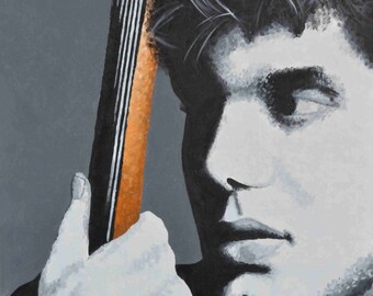 John Mayer with guitar painting canvas print