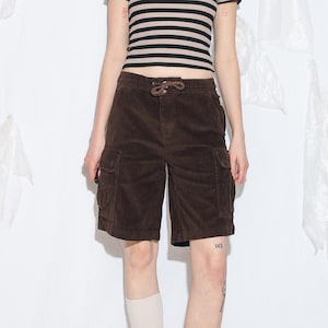 Vintage Y2K Billabong Cargo Shorts i brunt manchester - 2000-tals vida byxor i Gorpcore-stil - Storlek S