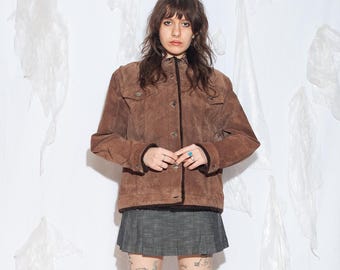 Vintage Y2K Shearling Leather Jacket - 2000s Penny Lane Coat - Downtown Girl Alt Clothing
