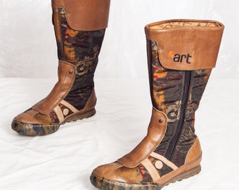 Vintage Y2K ART Company Boxing Boots in Brown Leather - 2000s