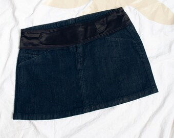 Vintage Denim Micro Skirt - Y2K Grunge Downtown Girl Style Mini - Alt Clothing - Size S