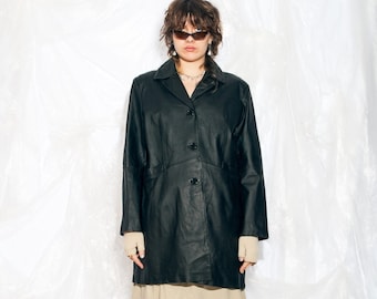 ジャケット・アウター 00s archive y2k velor gothic coat L Vintage 2000s Y2K Goth Punk Grunge Utility Black Jacket with