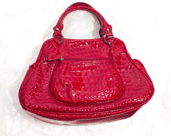 バッグ Coach Red Madison Patent Leather Handbag Coach Madison Patent Leather Large Shoulder Bag 15991 and