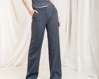 Vintage Flare Trousers Y2K Wide-leg Pants in Grey 2000s Business Casual Middle Rise Flares