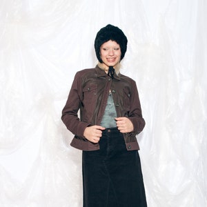Vintage Y2K Leather Jacket in Brown 2000s Super Soft Leather Detail Shacket Medium