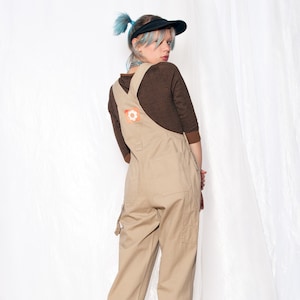 Vintage Dungarees 90s Daisy Patch Gorpcore Cargo Jumpsuit 1990s Grunge Raver Overall Workwear Small S Medium M